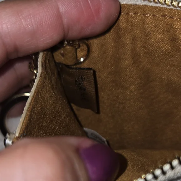 Coach Beige Card Holder with Gold Chain - Picture 6 of 9